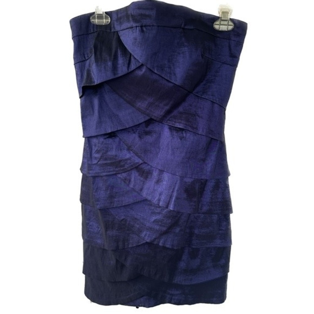 SNAP Strapless Back Zip Mermaid Inspired Tiered Mini Cocktail Taffeta Dress L